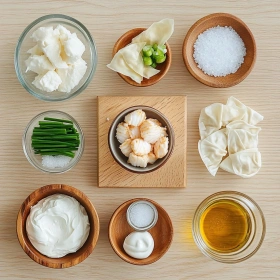 Step-by-step preparation of Crispy Crab Rangoon Bombs showing ingredients and initial cooking steps