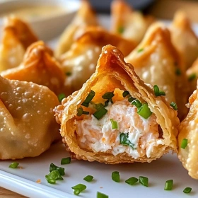Close-up of Crispy Crab Rangoon Bombs showing texture, layers, and glossy finish