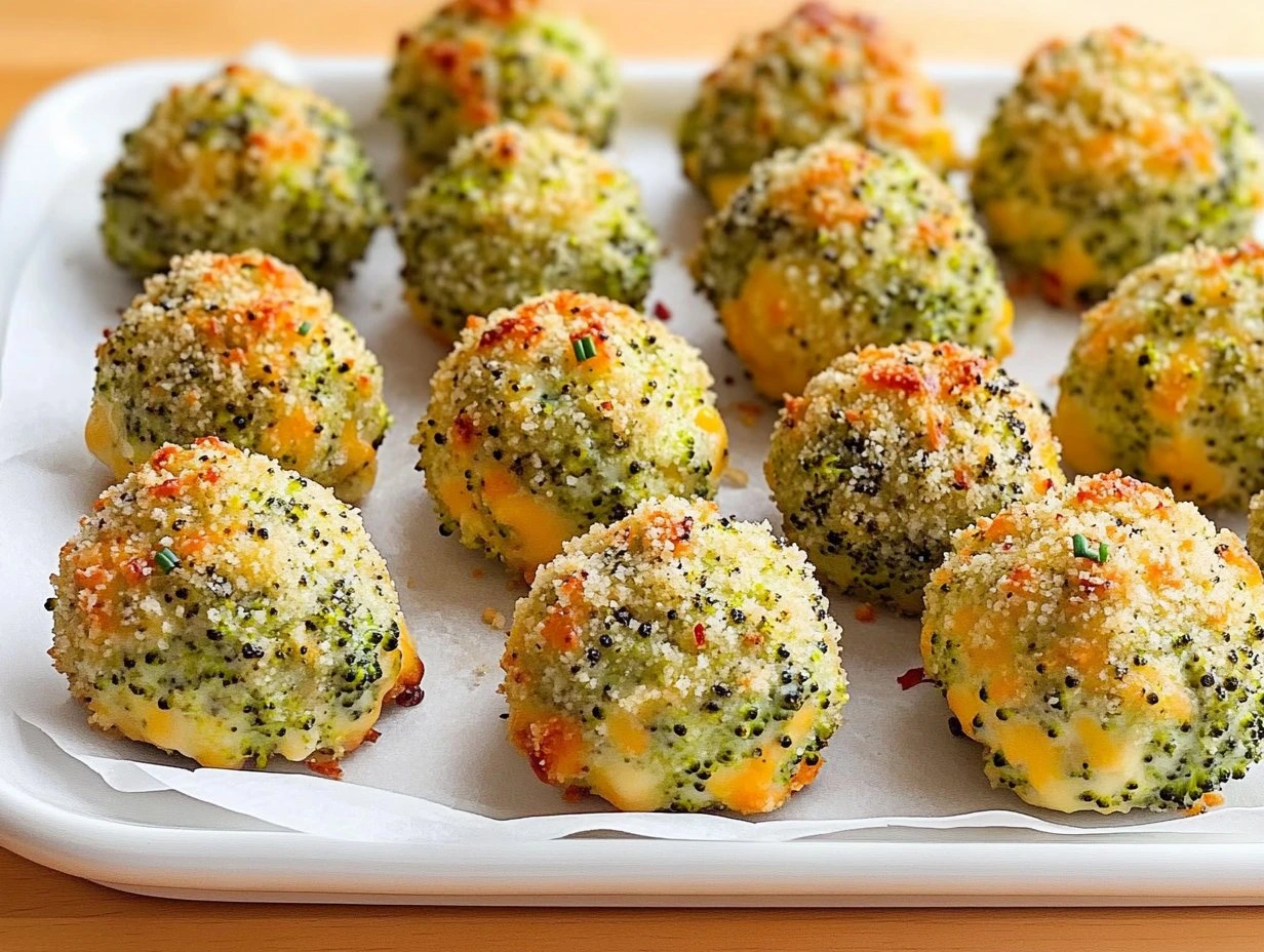 Perfectly cooked Baked Broccoli Cheese Balls served and ready to eat - final result