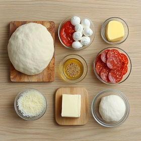 Step-by-step preparation of Cheesy Pepperoni Pizza Roll Ups showing ingredients and initial cooking steps