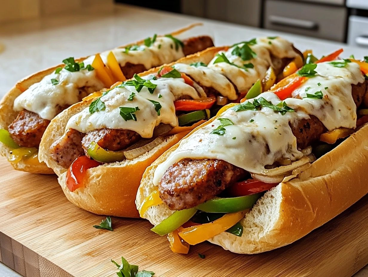 Perfectly cooked Juicy Italian Sausage Subs served and ready to eat - final result