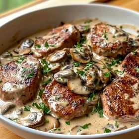 Creamy Mushroom Pork Tenderloin recipe