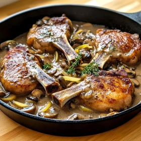 Smothered Pork Chops with Mushroom Gravy recipe