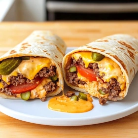 Loaded Cheeseburger Vegan Wraps recipe