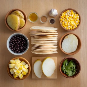 Step-by-step preparation of Crispy Vegan Taquitos showing ingredients and initial cooking steps