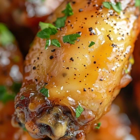 Close-up of Honey Lemon Pepper Wings showing texture, layers, and glossy finish