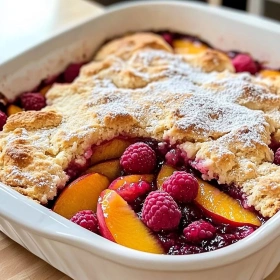Raspberry Peach Cobbler recipe