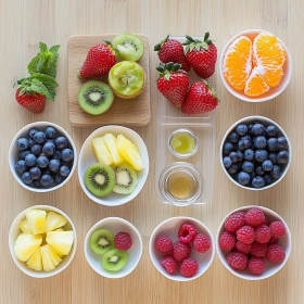 Step-by-step preparation of Fresh Spring Fruit Salad showing ingredients and initial cooking steps