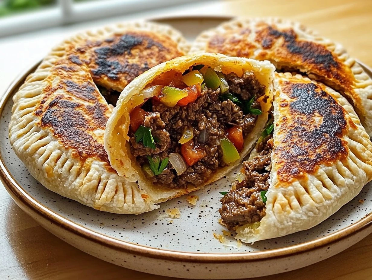 Perfectly cooked Egyptian Hawawshi Beef Pies served and ready to eat - final result