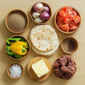 Step-by-step preparation of Egyptian Hawawshi Beef Pies showing ingredients and initial cooking steps