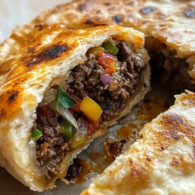 Close-up of Egyptian Hawawshi Beef Pies showing texture, layers, and glossy finish