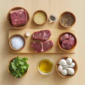 Step-by-step preparation of Juicy Middle Eastern Kofta Kebabs showing ingredients and initial cooking steps