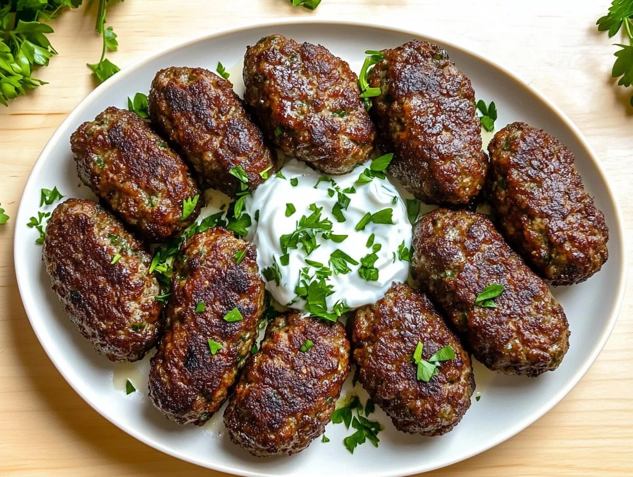 Perfectly cooked Traditional Beef Kofta Recipe served and ready to eat - final result