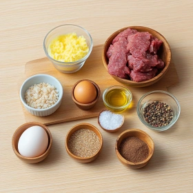 Step-by-step preparation of Traditional Beef Kofta Recipe showing ingredients and initial cooking steps
