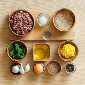 Step-by-step preparation of Traditional Beef Kofta Recipe showing ingredients and initial cooking steps