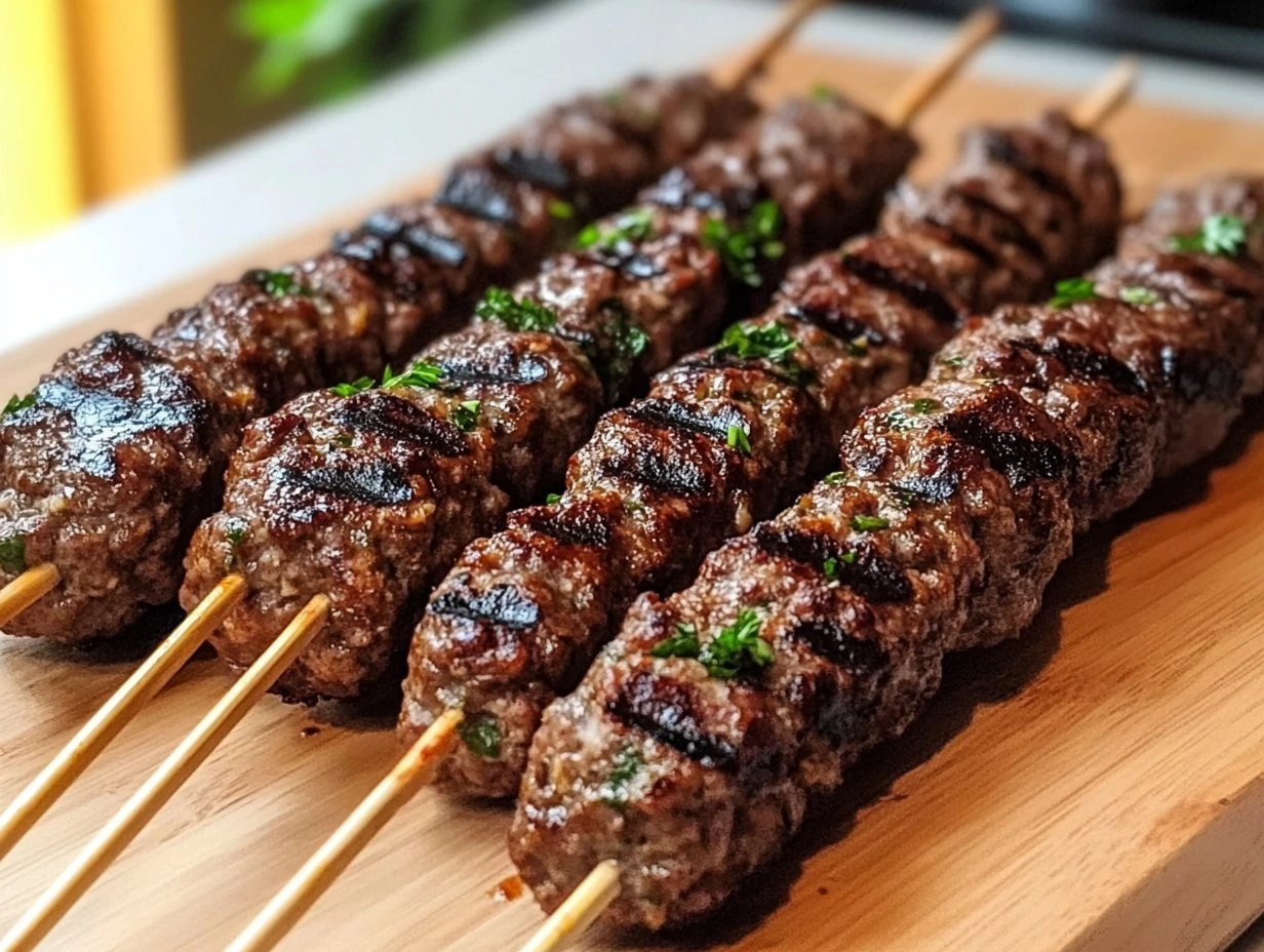 Perfectly cooked 30-Minute Beef Kafta Kebabs served and ready to eat - final result