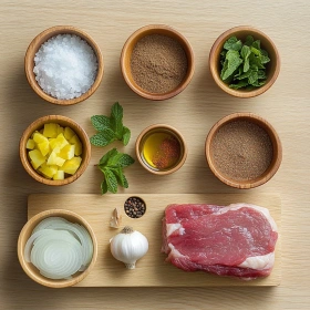 Step-by-step preparation of Authentic Lamb Kofta Kebabs showing ingredients and initial cooking steps