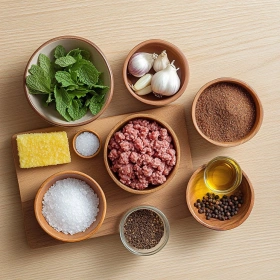 Step-by-step preparation of Easy Beef Kafta Kebabs showing ingredients and initial cooking steps