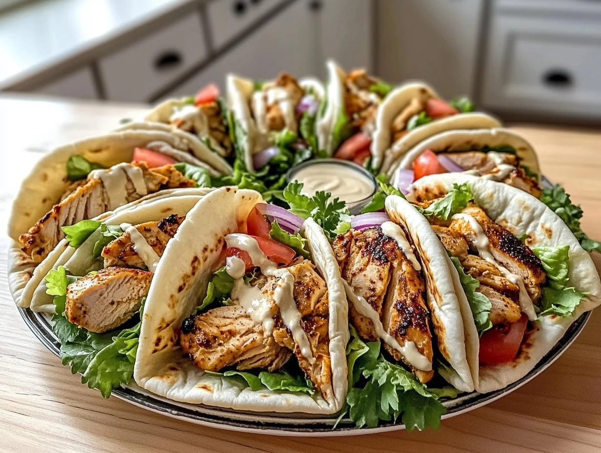 Perfectly cooked Authentic Chicken Shawarma Wraps served and ready to eat - final result