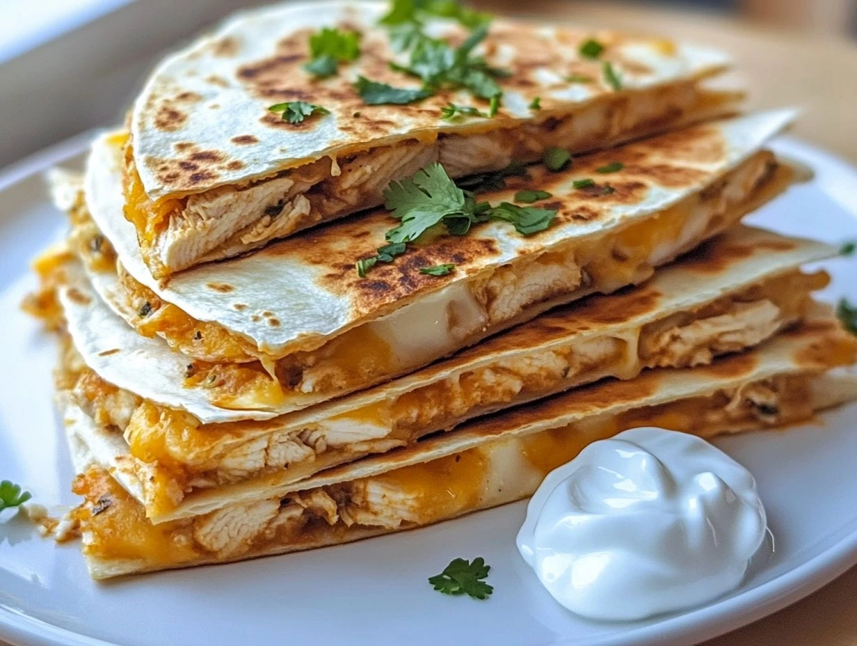 Perfectly cooked High Protein Chicken Quesadilla served and ready to eat - final result