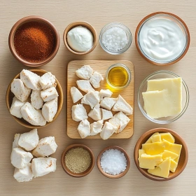 Step-by-step preparation of High Protein Chicken Quesadilla showing ingredients and initial cooking steps