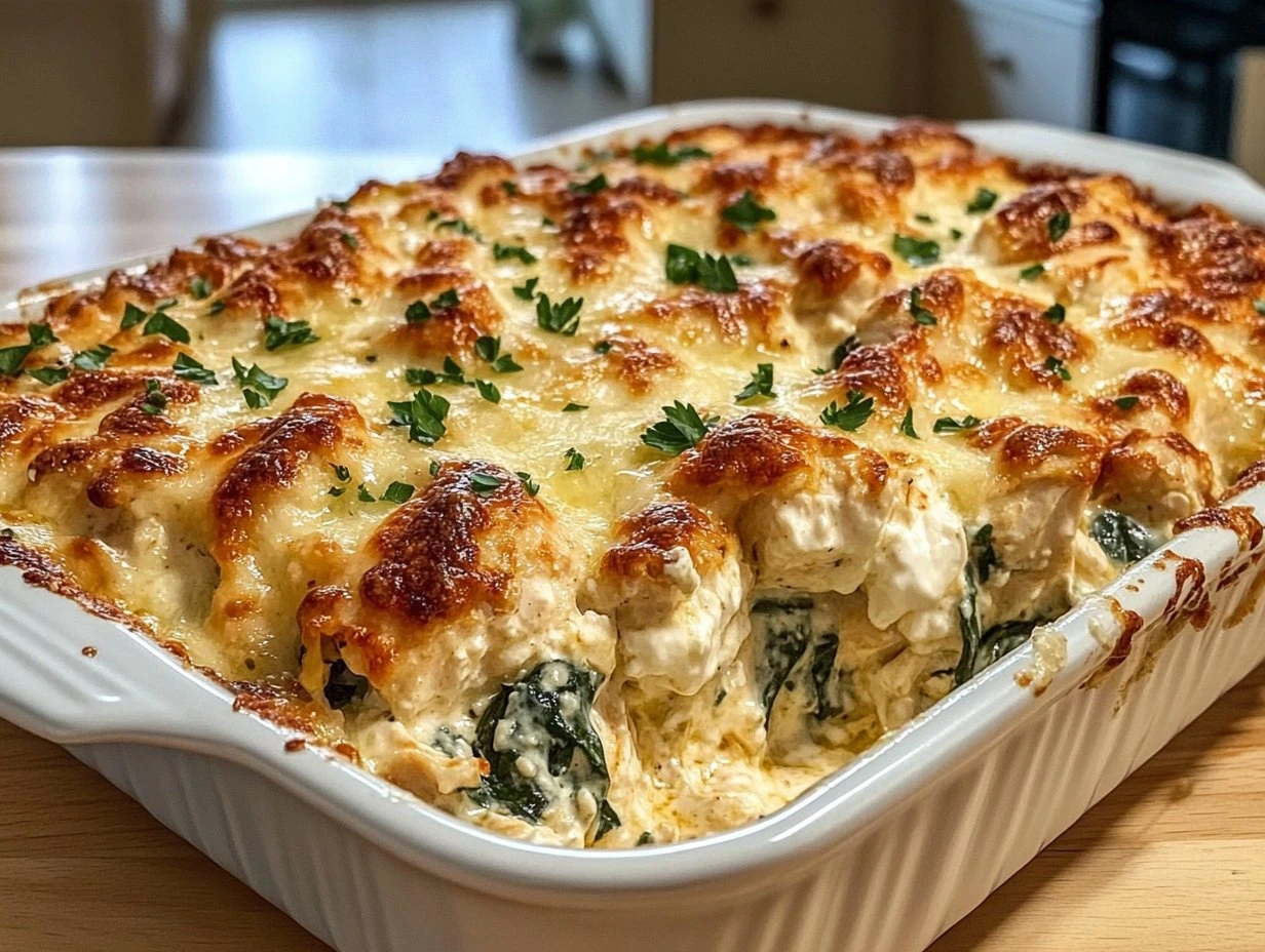 Perfectly cooked Creamy High Protein Chicken Bake served and ready to eat - final result