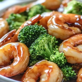 Close-up of High-Protein Honey Garlic Shrimp showing texture, layers, and glossy finish