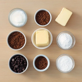 Step-by-step preparation of High Protein Chocolate Chip Cheesecake showing ingredients and initial cooking steps
