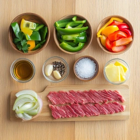 Step-by-step preparation of Loaded Philly Cheesesteak Bowls showing ingredients and initial cooking steps