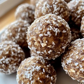 Close-up of High Protein Power Balls showing texture, layers, and glossy finish