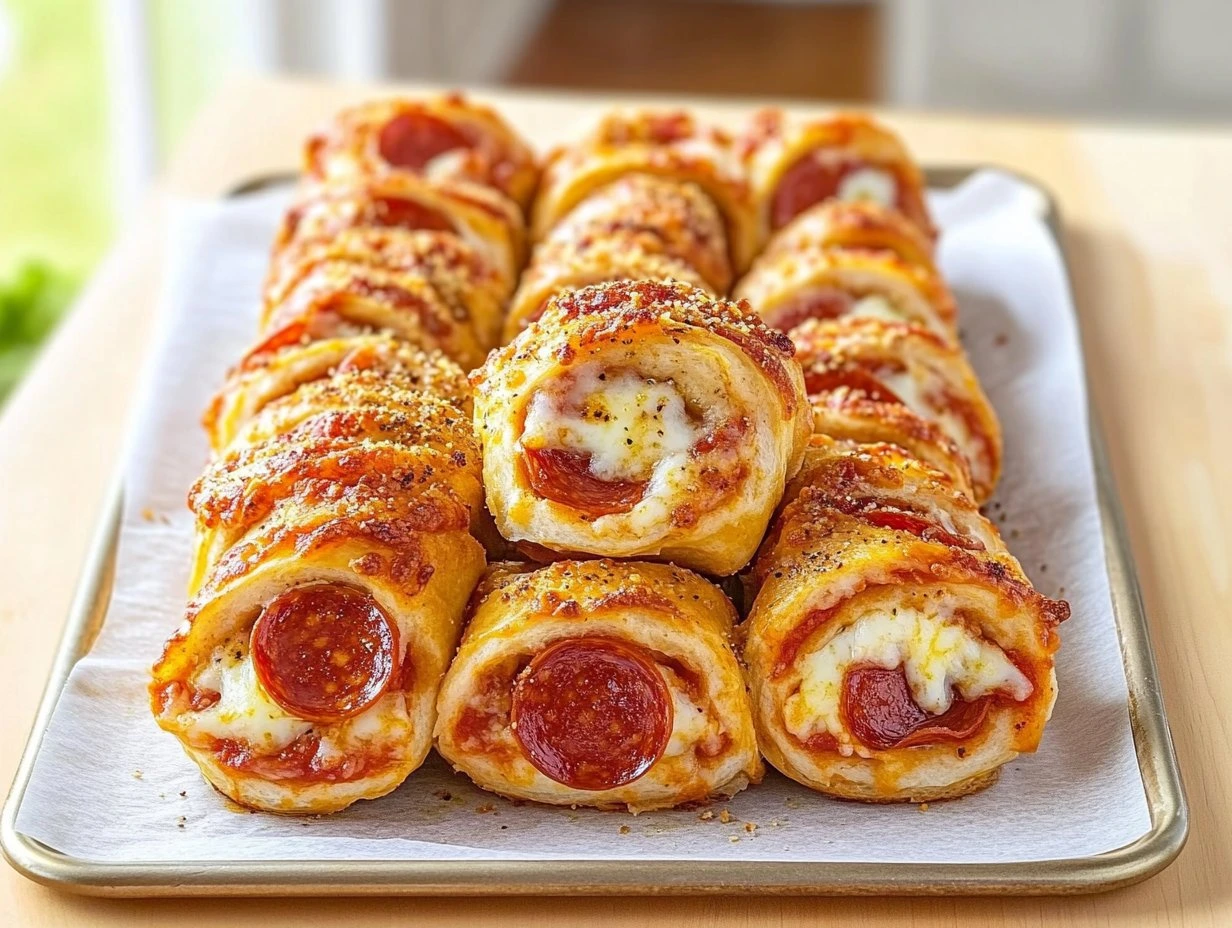 Perfectly cooked High Protein Pepperoni Pizza Rolls served and ready to eat - final result