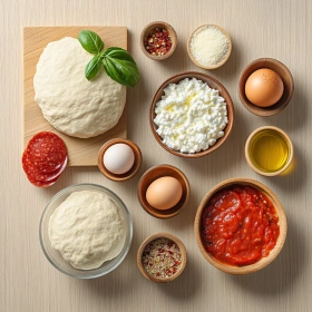 Step-by-step preparation of High Protein Pepperoni Pizza Rolls showing ingredients and initial cooking steps