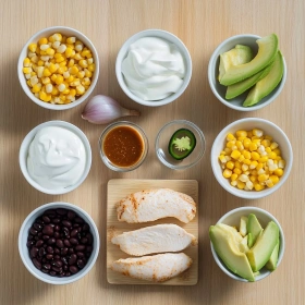 Step-by-step preparation of Easy Chicken Enchilada Soup showing ingredients and initial cooking steps