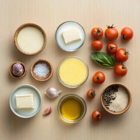 Step-by-step preparation of Savory Herbed Polenta Bake showing ingredients and initial cooking steps