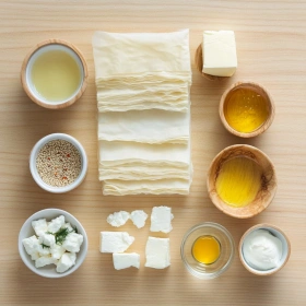 Step-by-step preparation of Chili Honey Feta Rolls showing ingredients and initial cooking steps